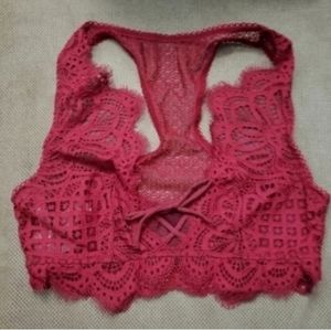 Victoria's Secret red Dream angels faux lace up lace bralette